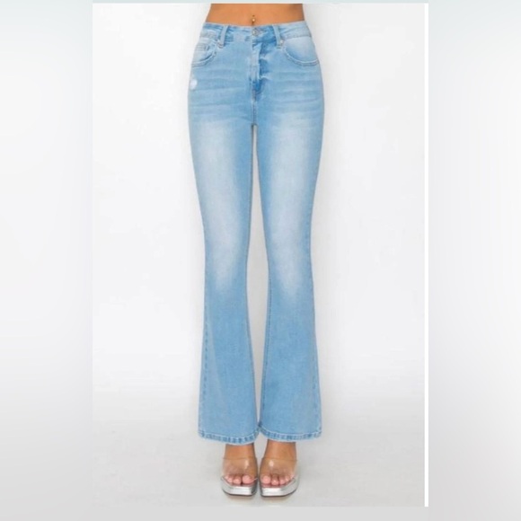 Wax Jean Light Blue Flare Jeans - Picture 1 of 11